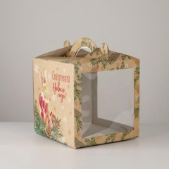 Коробка для сладостей с окном "Новогодняя сказка" 20х20х20 см 7045777