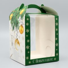 Коробка для сладостей с окном "Новый год" 15х15х18 см 9794954