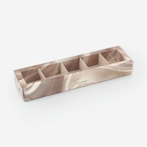 Коробка на 5 конфет с прозрачной крышкой "For You" 23х6х3 см 10508286